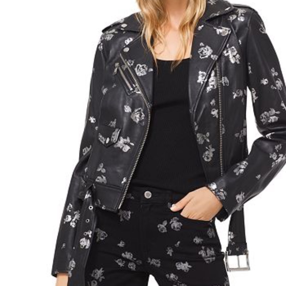 Michael kors moto leather jacket NWHT  size S